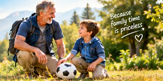 Grandfather enjoying time outdoors with a child